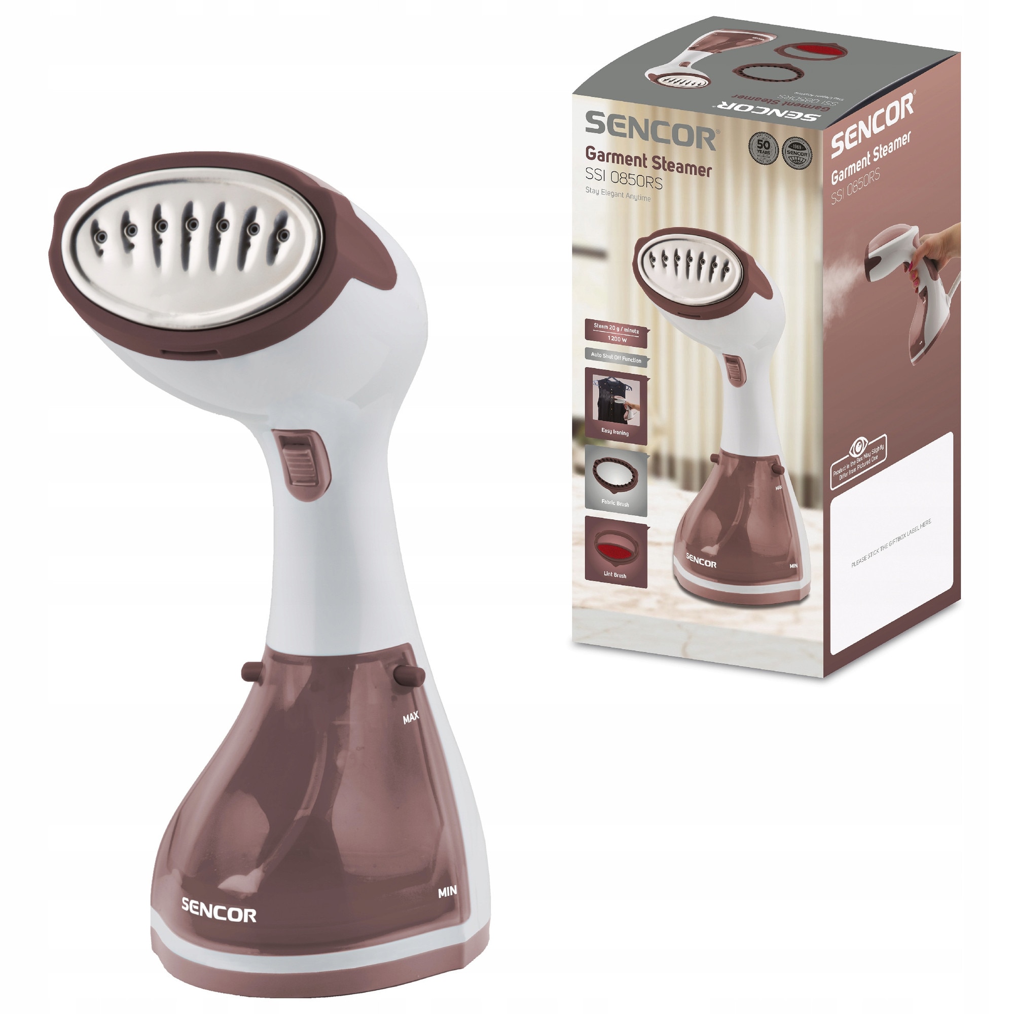 Para de aburi pentru haine (steamer) Sencor SSI 0850RS, 1200W, debit de abur 20 g/min, rezervor 260 ml, roz
