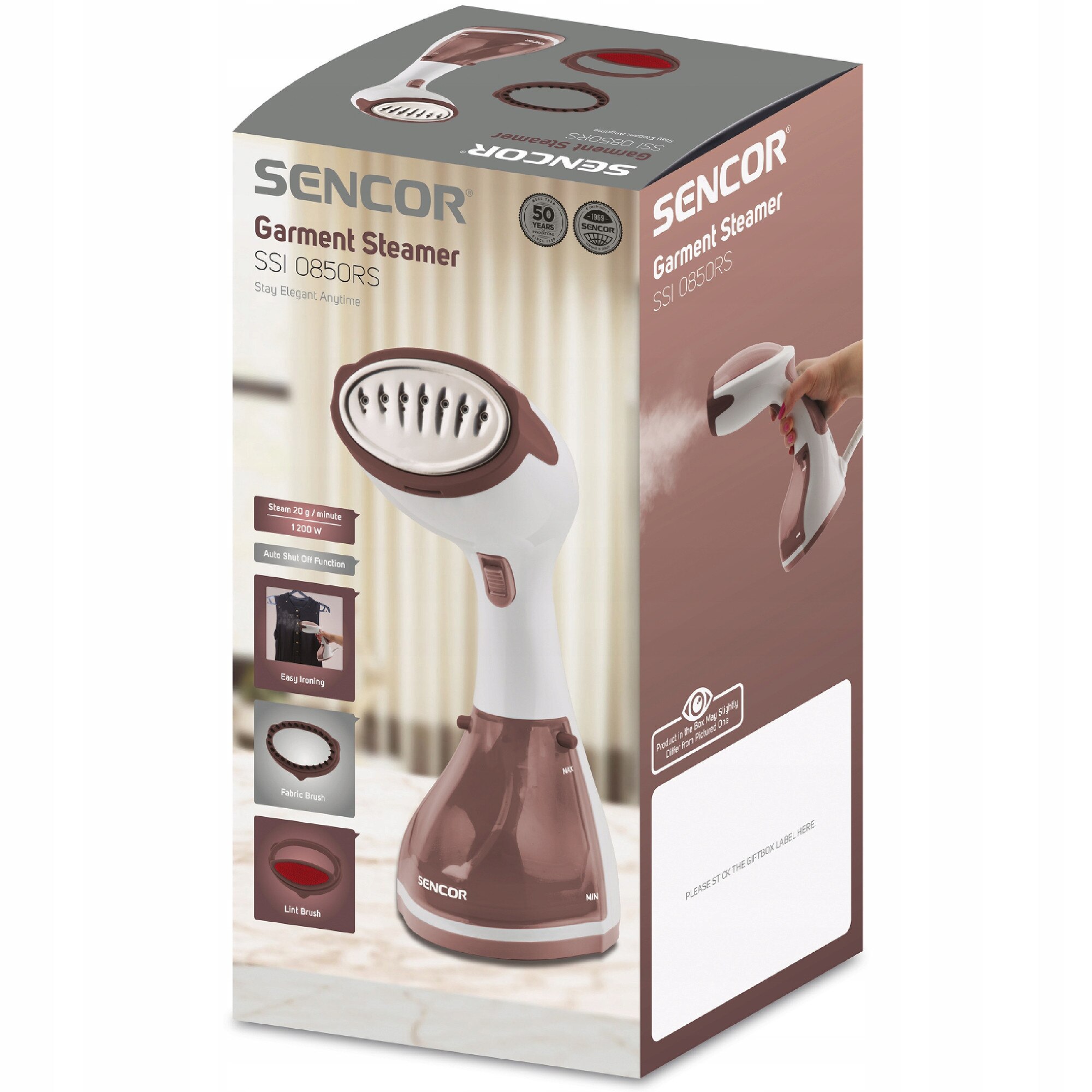 Para de aburi pentru haine (steamer) Sencor SSI 0850RS, 1200W, debit de abur 20 g/min, rezervor 260 ml, roz