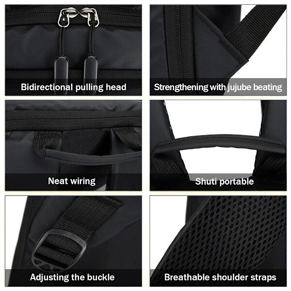 Rucsac laptop 14 inch, rezistent la apa, compartiment mare, negru