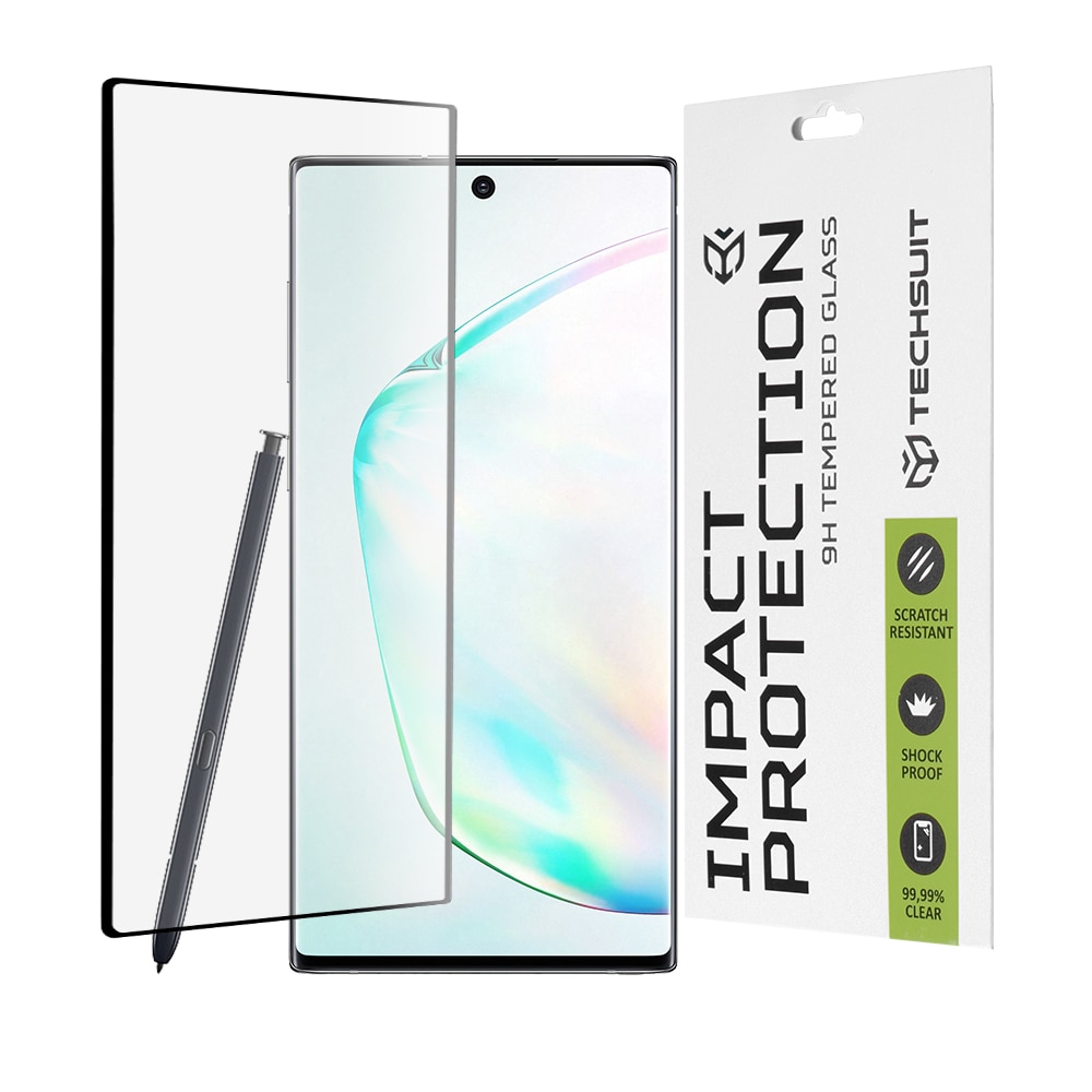 Folie sticla curbata pentru Samsung Galaxy Note 10 Plus, Accesorio 111D Full Cover - Full Glue / 3D Curved Screen, Negru