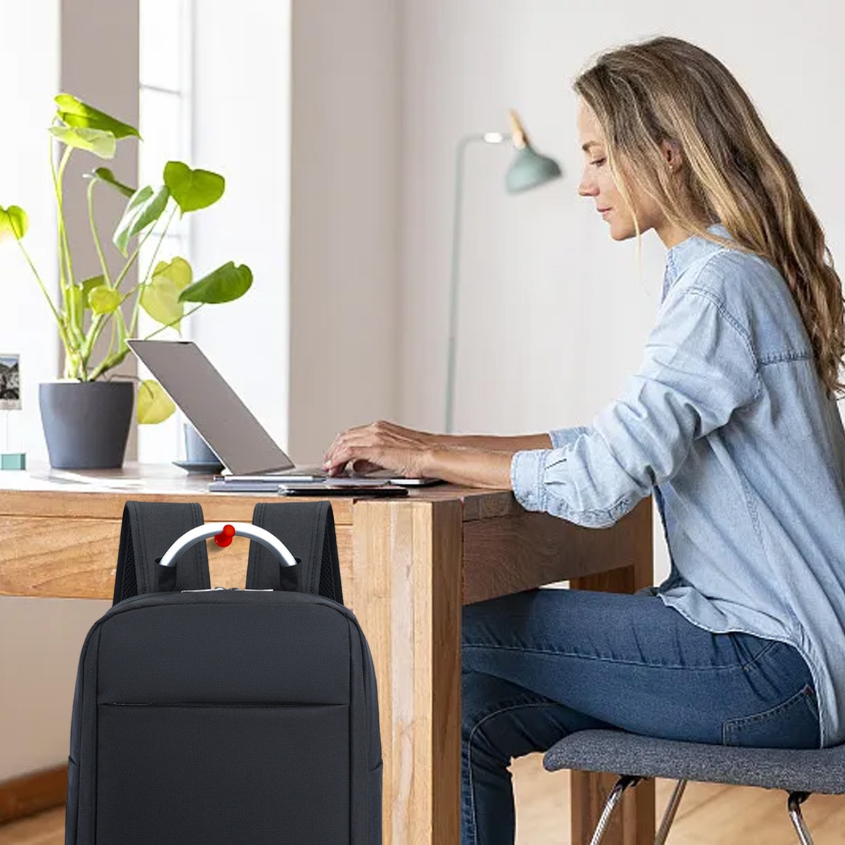 Rucsac laptop calatorie, negru 39x29x10cm, set rucsacuri