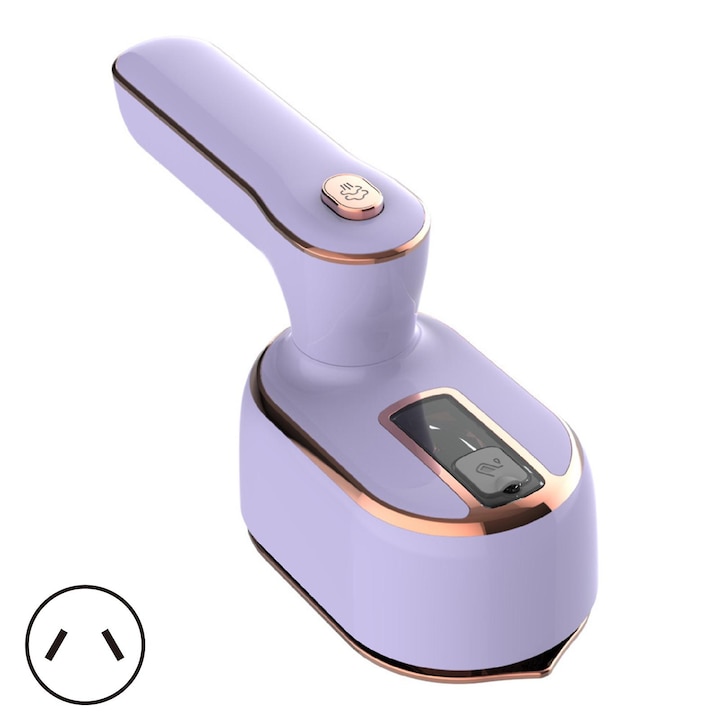 Fier de calcat portabil, aburitor manual mini, talpa incalzita din titan 150°C, maner rabatabil 90° rotativ, Mov, 1 buc