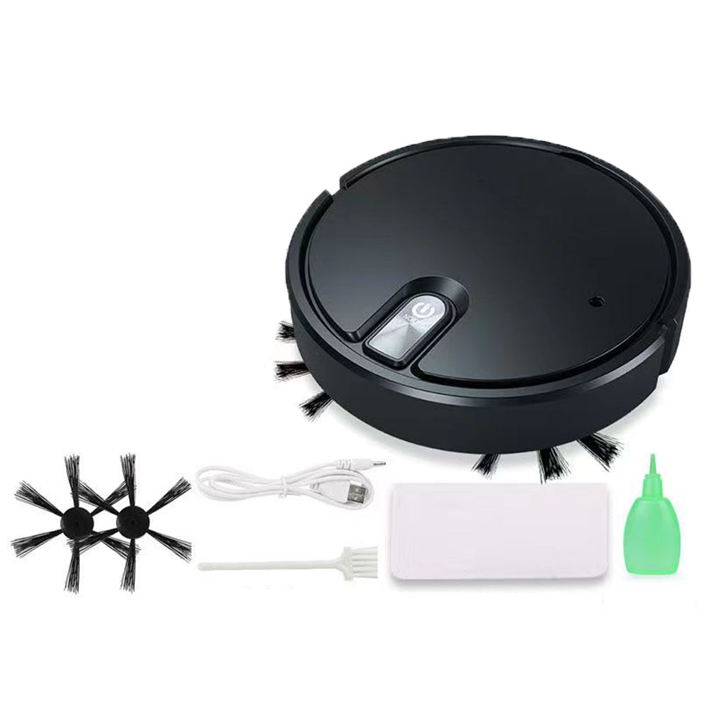 Robot aspirator Herusi IS25A negru, curatare si mop, baterie 1600mAh, silentios, 28x28cm