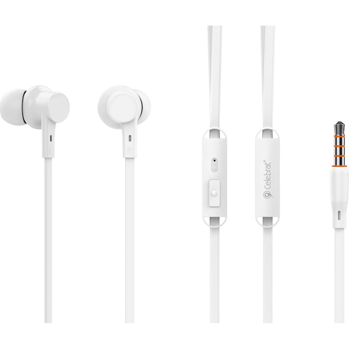 Casti cu fir Celebrat G19 alb 1.2m microfon