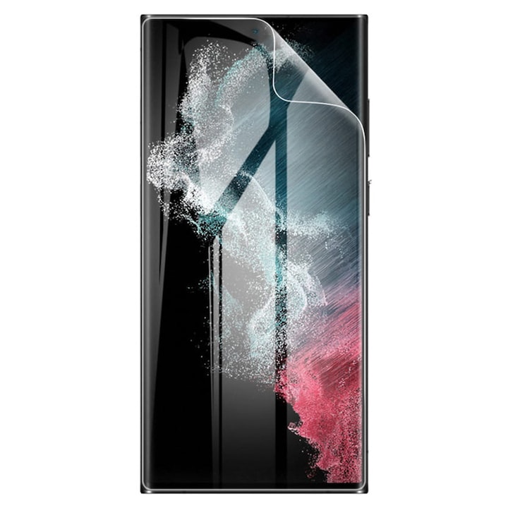 Folie Impact Flex compatibila cu Samsung Galaxy S26 Ultra, Polimer siliconic de 300 microni, Instalare fara lichid in 4 pasi, NanoLiq Technology, Compatibila cu senzorul de amprenta si cu orice husa