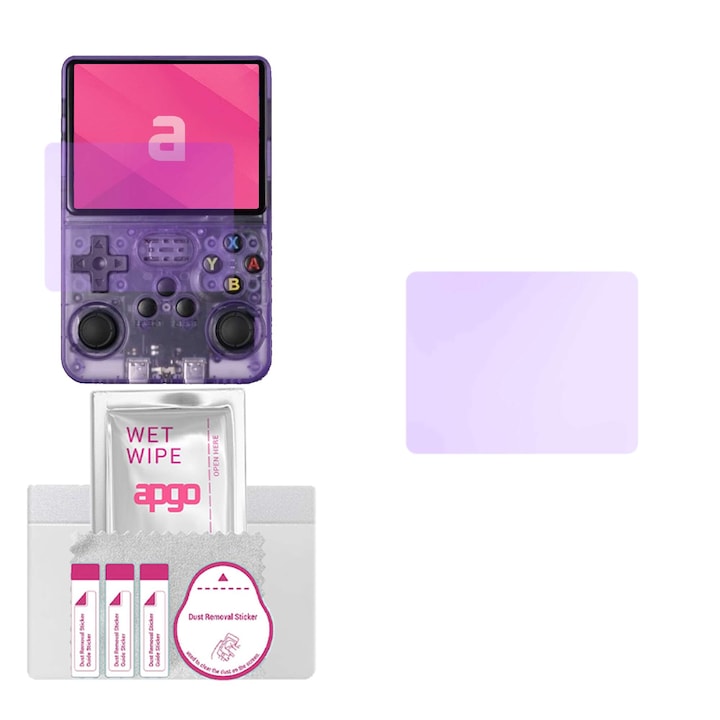 Sticla de protectie ANTI-BLUE apgo pentru R36S Retro – sticla hibrida, securizata pentru display, lucioasa, pro flexible Hybrid Glass, 9H, full glue