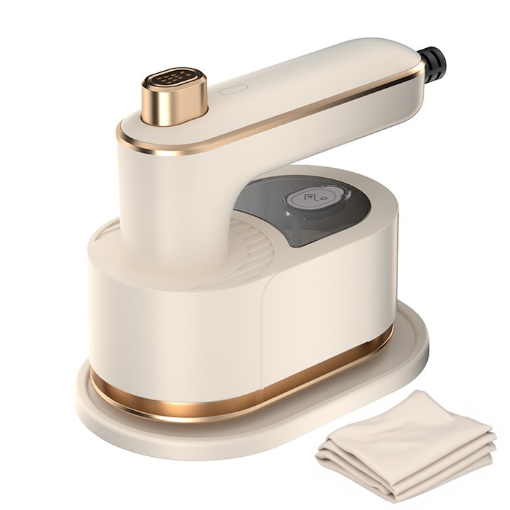 Fier de calcat portabil, 50 ml, 40 W, 180° rotativ, crem, 21x10,5x12 cm