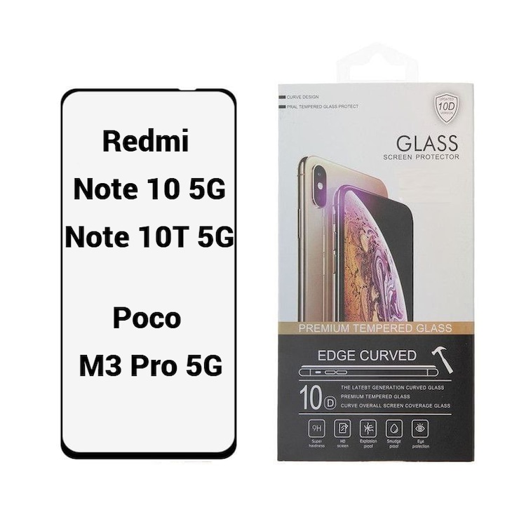 Folie Protectie Ecran 10D pentru Xiaomi Redmi Note 10 5G / Note 10T 5G/ Poco M3 Pro 5G