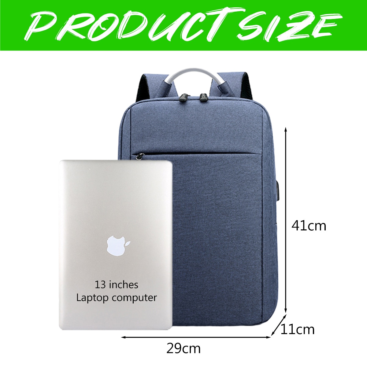Rucsac laptop clasic, albastru 39x29x10cm