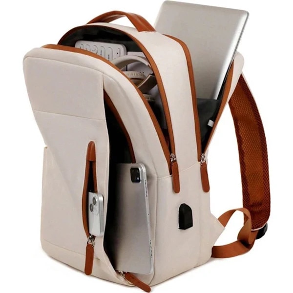 Rucsac laptop din poliester, rezistent la apa, cu port de incarcare USB, design ergonomic si spate captusit, Negru, pentru laptop 15.6 inch