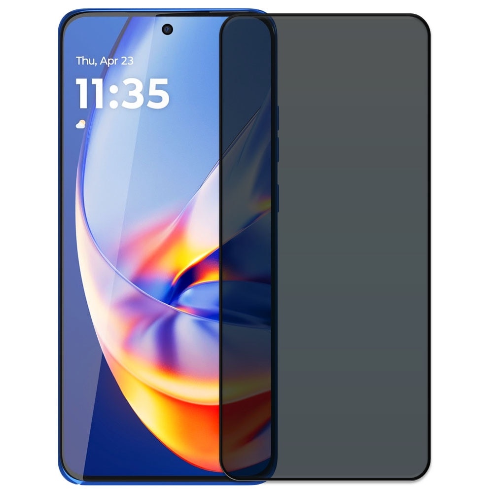 Folie din sticla securizata pentru Motorola Edge 50 Neo, HAMSTERBOX Privacy Shield, Protectie completa ecran, Full face, Aplicare rapida, Case Friendly, Negru