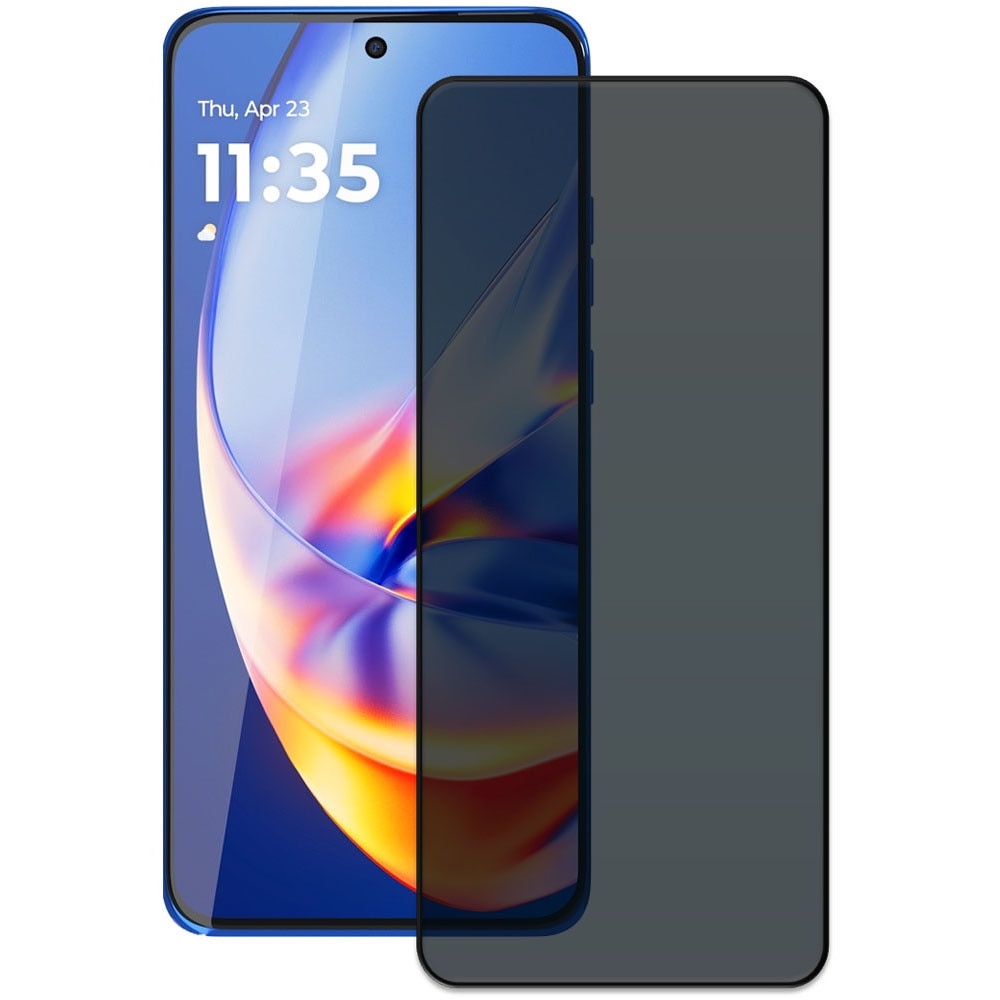 Folie din sticla securizata pentru Motorola Edge 50 Neo, HAMSTERBOX Privacy Shield, Protectie completa ecran, Full face, Aplicare rapida, Case Friendly, Negru