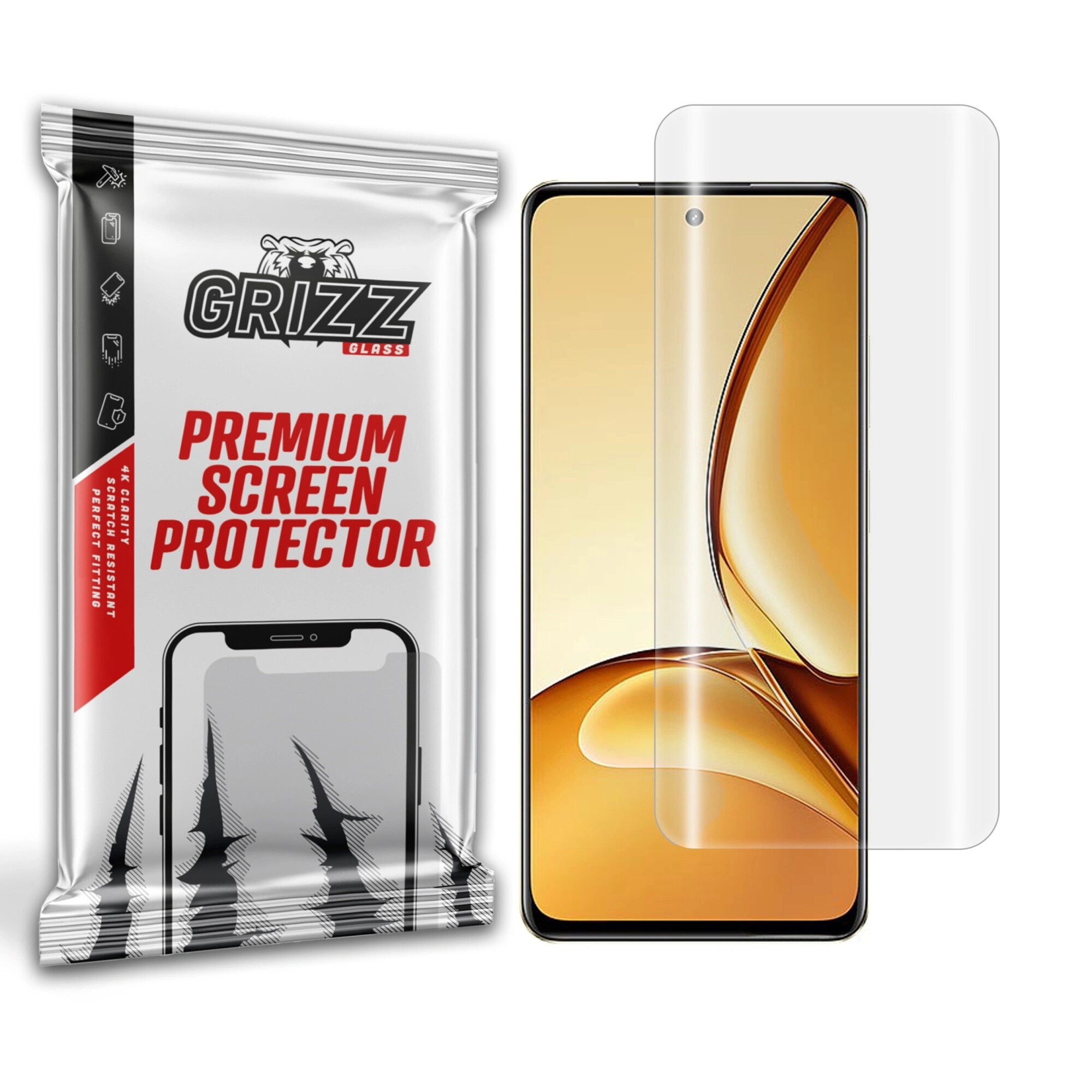 Folie hidrogel Grizz HydroFilm, transparenta, flexibila, set complet pentru protectia ecranului telefonului