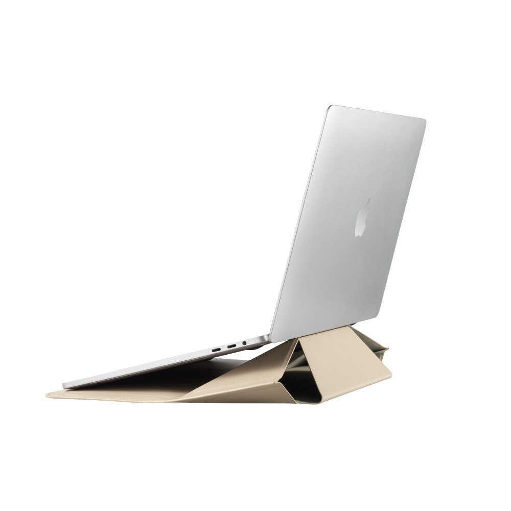 Moft, Husa pentru laptop din piele ecologica, cu suport integrat, Sleeve 14, Bej, 14 inch