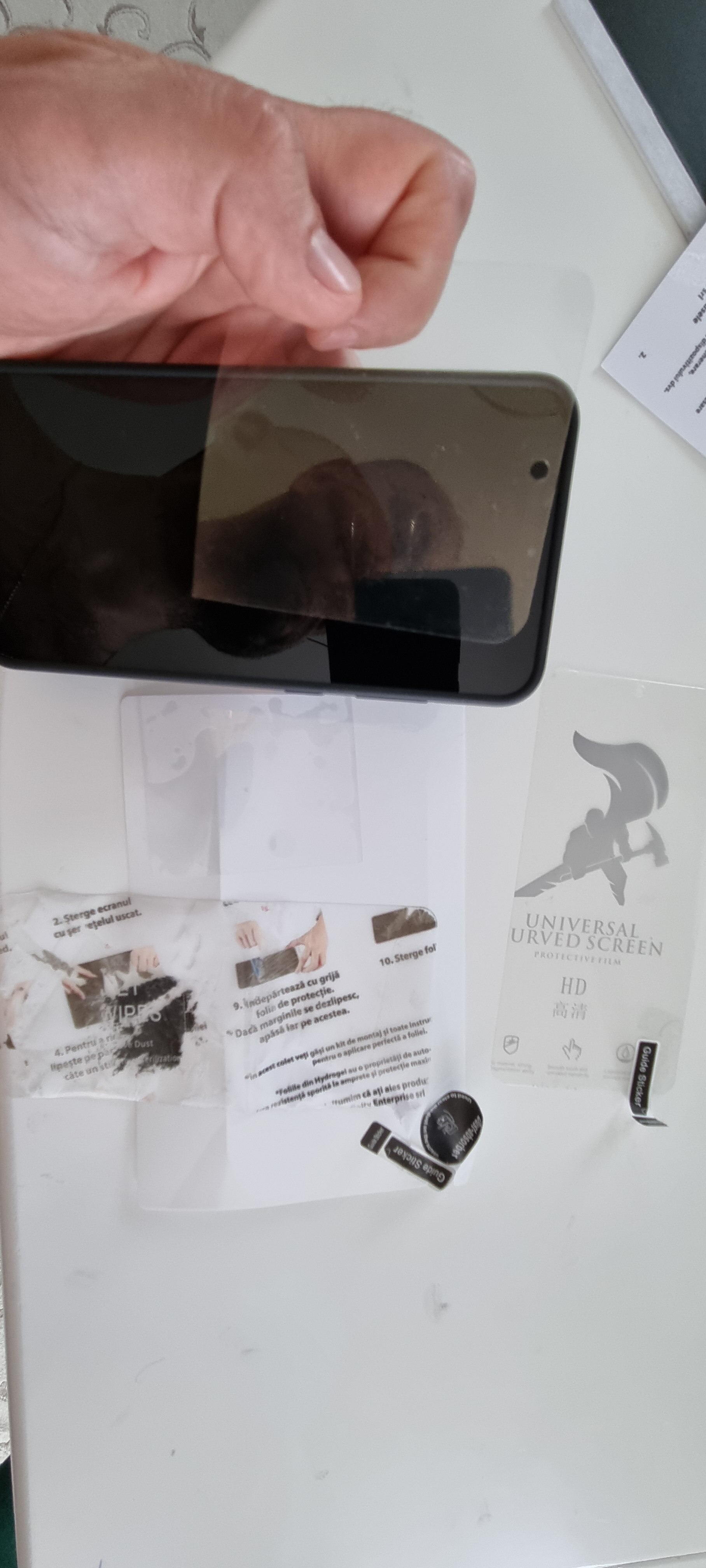 Folie Display Transparenta pentru Samsung Galaxy S25+, protectie pentru ecran telefon Fata din Hydrogel, Flexibil, lipire Completa, Silicon, Set complet pentru Instalare usoara