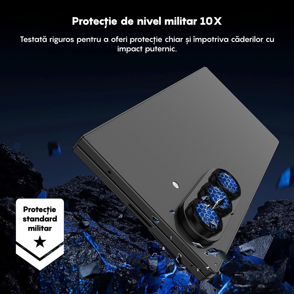 Folie Protectie Lentile Camera compatibila cu Samsung Galaxy Z Fold7, CASEY STUDIOS™ MaxDefense+, Ultra HD, Anti Amprente, Anti Zgarieturi, Anti Socuri, Negru