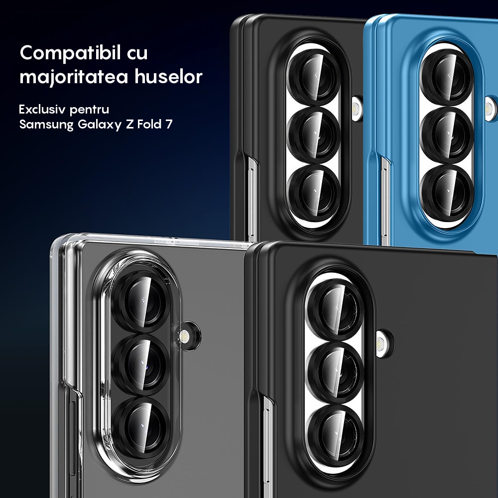 Folie Protectie Lentile Camera compatibila cu Samsung Galaxy Z Fold7, CASEY STUDIOS™ MaxDefense+, Ultra HD, Anti Amprente, Anti Zgarieturi, Anti Socuri, Negru