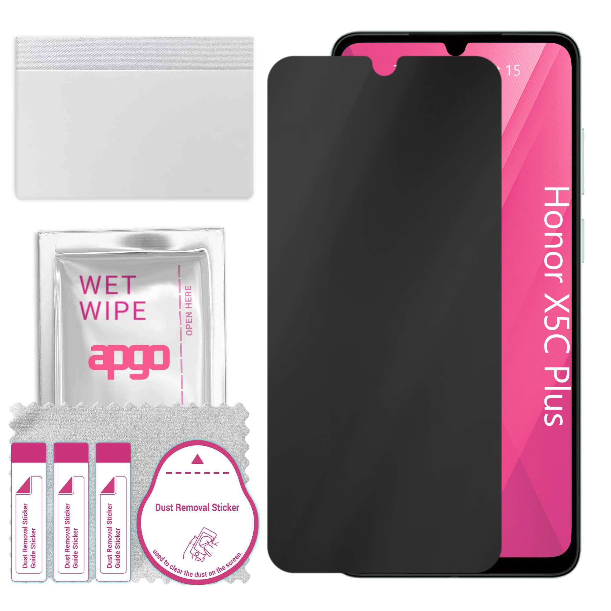 Sticla de protectie PRIVACY apgo pentru Honor X5C Plus – sticla hibrid, full glue, flexible glass