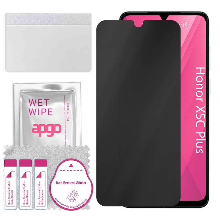 Sticla de protectie PRIVACY apgo pentru Honor X5C Plus – sticla hibrid, full glue, flexible glass