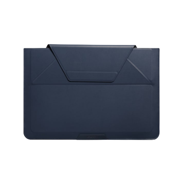 Moft, Husa pentru laptop din piele ecologica cu suport integrat, Sleeve 14, Albastru, 14"