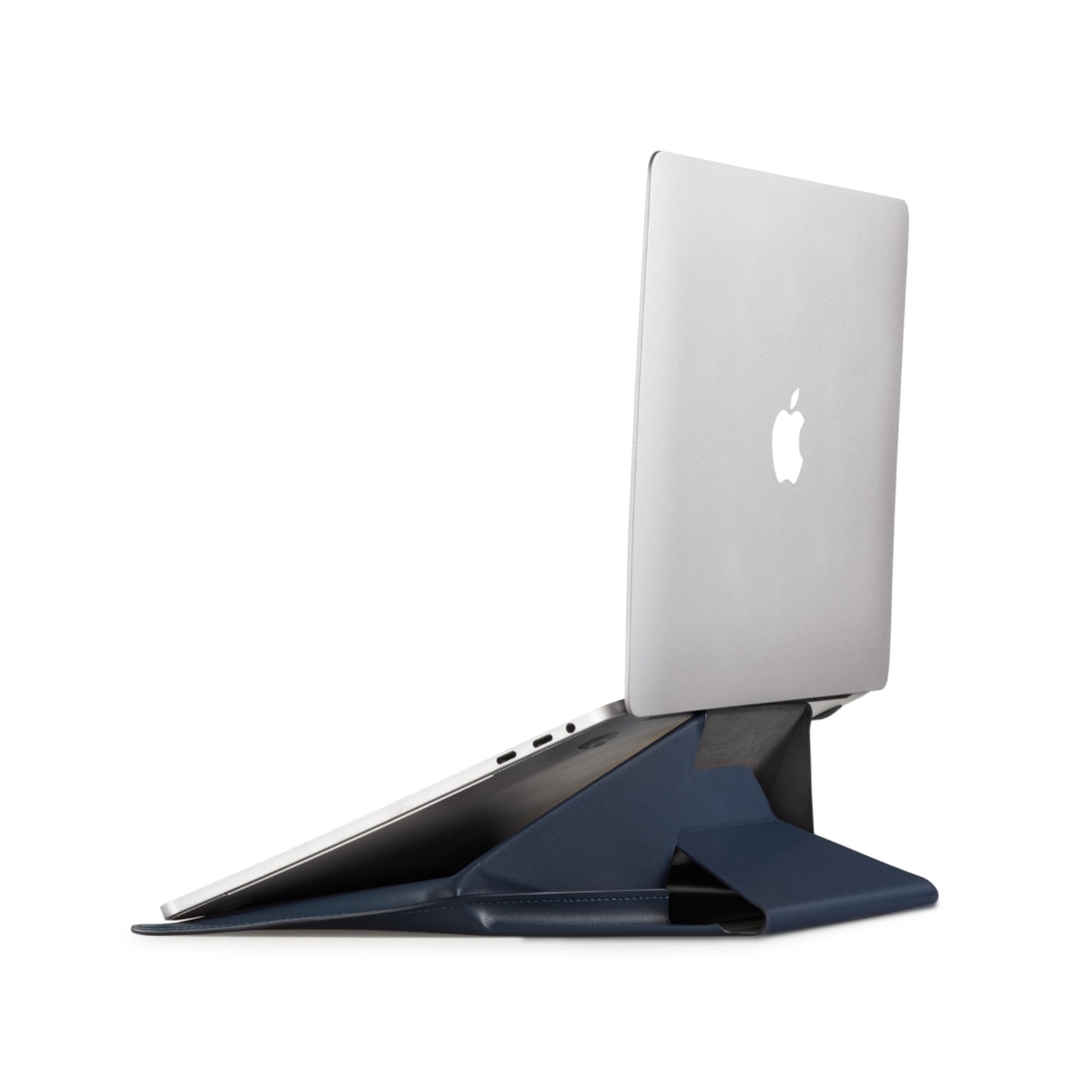 Moft, Husa pentru laptop din piele ecologica cu suport integrat, Sleeve 14, Albastru, 14"