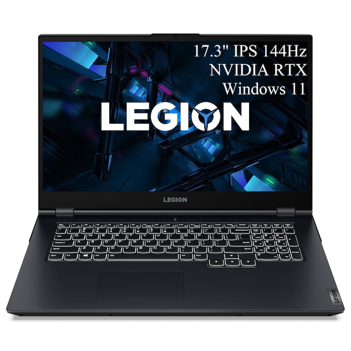 Laptop Lenovo Legion 5 17ACH6H, 17.3" FHD IPS 300nits 144Hz, AMD Ryzen 7 5800H 8-core, 40 GB DDR4, 256 GB SSD m2 PCIe, 512 GB SSD m2 PCIe, NVIDIA GeForce RTX 3060 6GB GDDR6, Windows 11 Home, 2.98 kg Phantom Blue
