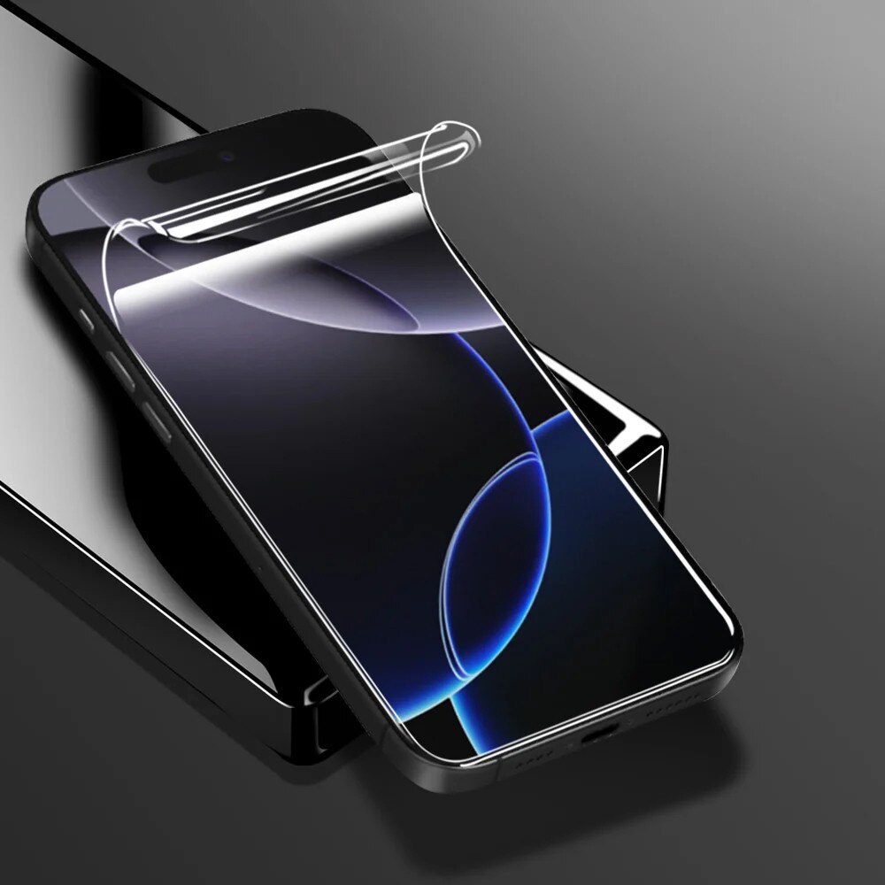 Folie Clear pentru Apple iPhone 16, Instalare acasa, Protectie zgarieturi, Antisoc, Silicon Regenerabil, Performance Hydrogel, Transparent