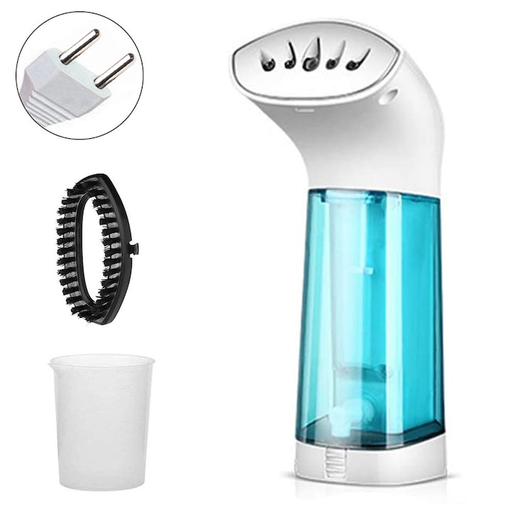 Fier de calcat cu abur portabil, 800W, 100ml, alb-verde, 10x6,2x20cm