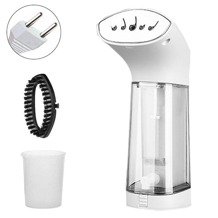 Fier de calcat cu abur portabil, 800W, 100ml, alb-verde, dimensiuni 10x6,2x20cm