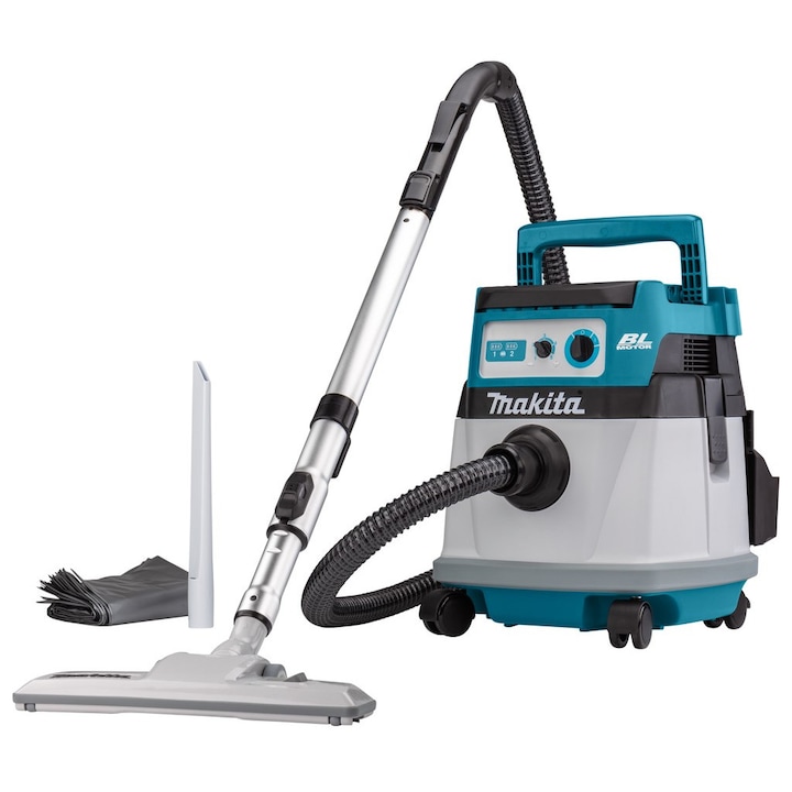 Aspirator Makita DVC155LZX2 2x18V 15L, uscat si umed, 334x366x421mm