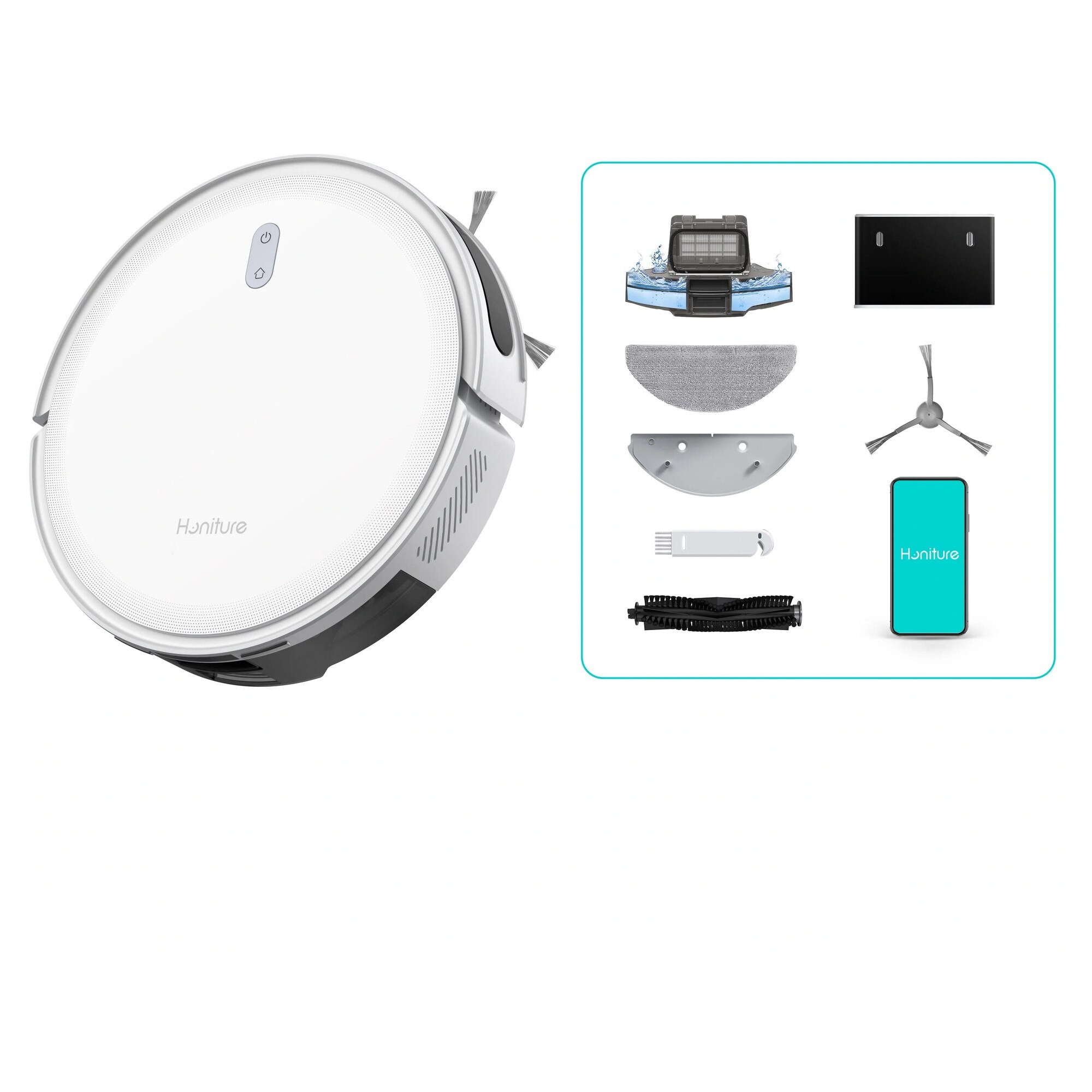 Aspirator robot de spalat Honiture T10, 6000Pa Aspirator robot fara fir, 2600mAH / 120Min, 65db, Wi-Fi / Aplicatie / Asistenti de voce