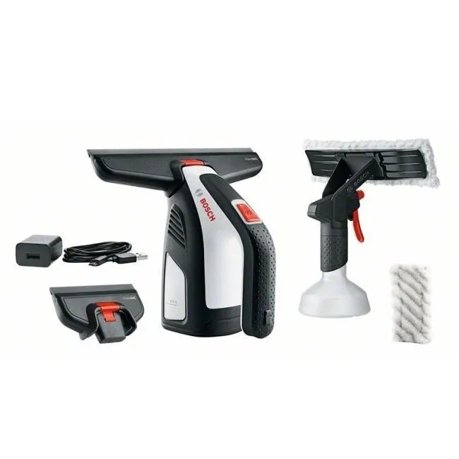 Aspirator de geam Bosch GlassVAC, acumulator, negru rosu argintiu, 22x7x7cm, 0.1L, 700g