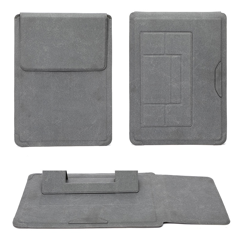 Husa laptop cu suport, protectie anti-soc, pentru calatorii de afaceri, 13.6-14 inch, gri inchis