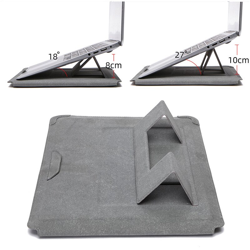Husa laptop cu suport, protectie anti-soc, pentru calatorii de afaceri, 13.6-14 inch, gri inchis