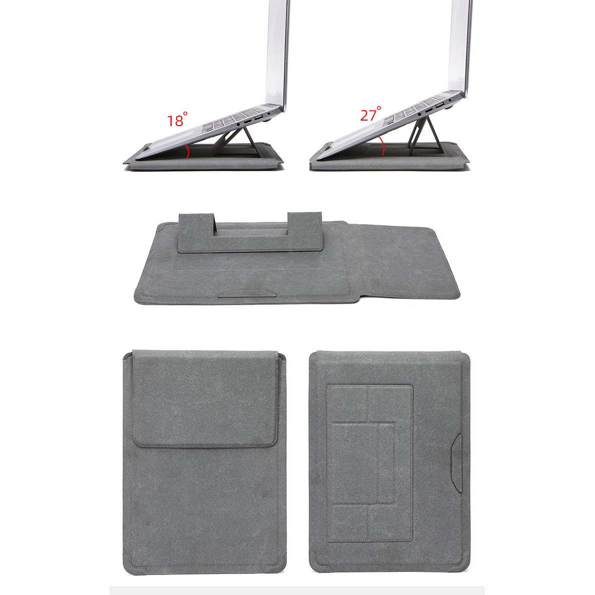 Husa laptop cu suport, protectie anti-soc, pentru calatorii de afaceri, 13.6-14 inch, gri inchis