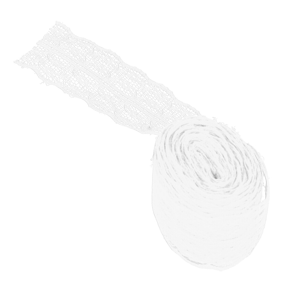 Panglica dantela vintage, 10m, nylon alb, reutilizabila, decorativa, pentru cusut