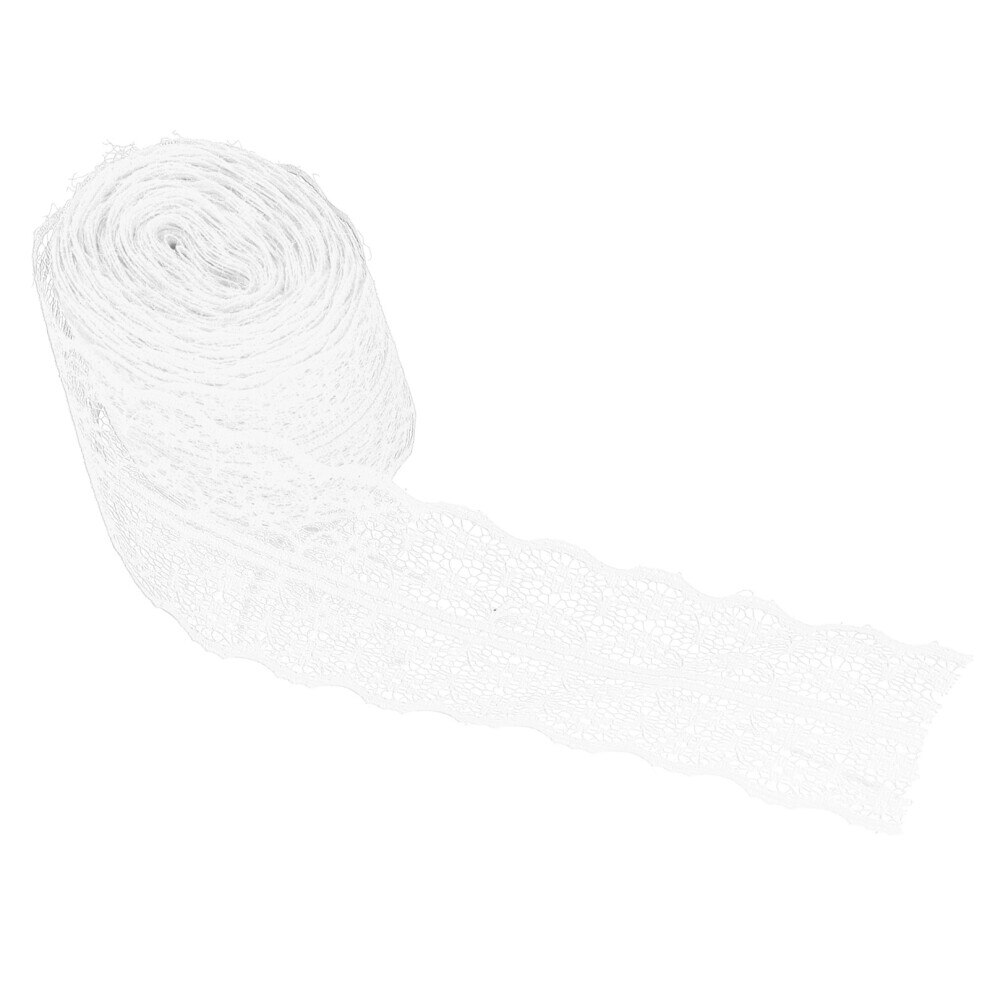 Panglica dantela vintage, 10m, nylon alb, reutilizabila, decorativa, pentru cusut