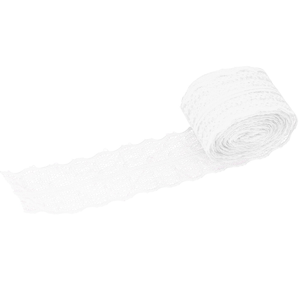 Panglica dantela vintage, 10m, nylon alb, reutilizabila, decorativa, pentru cusut