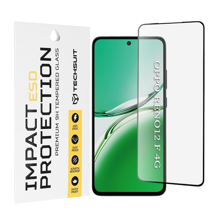 Folie pentru Oppo Reno12 F 4G / Reno12 F 5G / Reno12 FS 4G / Reno12 FS 5G - Techsuit ESD Glass - Black
