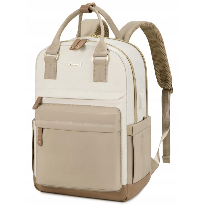 Rucsac dama LOVEVOOK, 15,6 inch, Bej, 43x29x18cm, 22 litri
