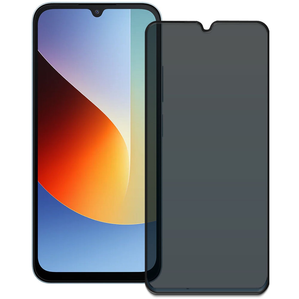 Folie din sticla securizata pentru Xiaomi Redmi A7 Pro (4G), HAMSTERBOX Privacy Shield, Protectie completa ecran, Full face, Aplicare rapida, Case Friendly, Negru