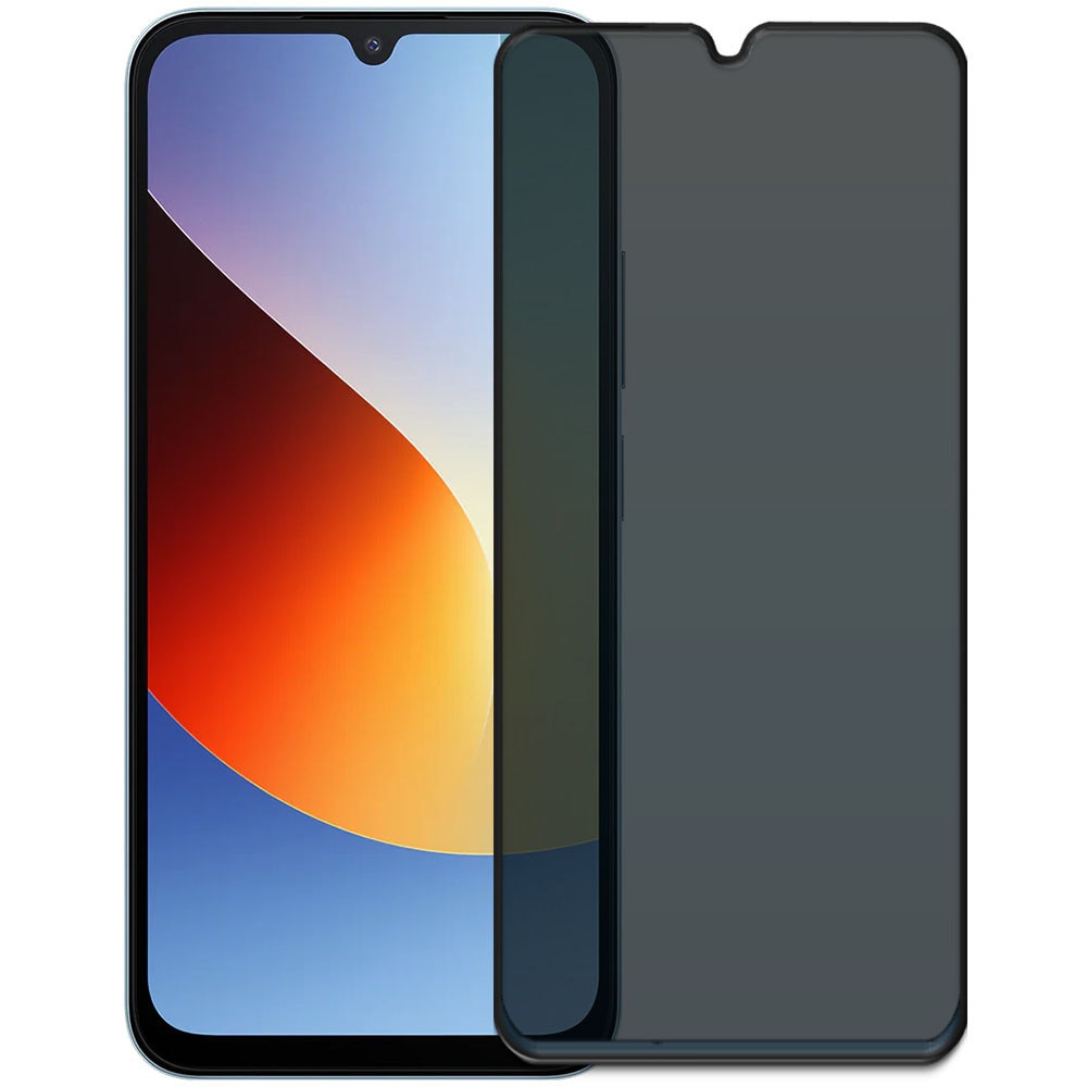 Folie din sticla securizata pentru Xiaomi Redmi A7 Pro (4G), HAMSTERBOX Privacy Shield, Protectie completa ecran, Full face, Aplicare rapida, Case Friendly, Negru