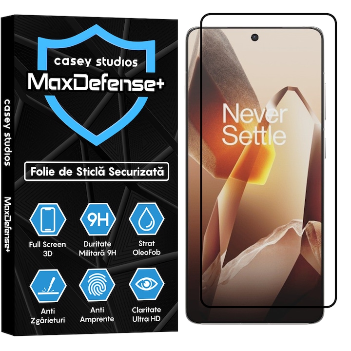 Folie Sticla CASEY STUDIOS compatibila cu OnePlus 13R, Anti Socuri, Anti Zgarieturi, Protectie Profesionala Ecran 3D, Ultra HD, Sticla Securizata, Full Glue