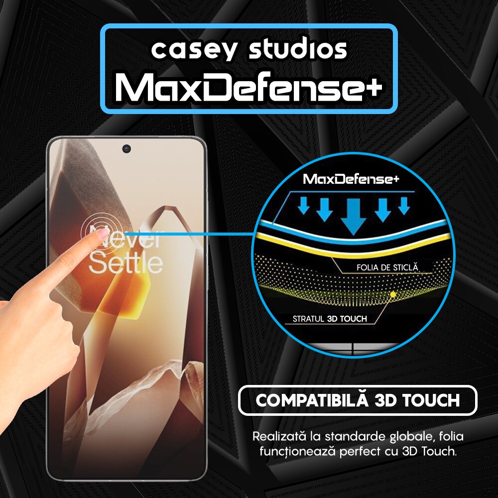 Folie Sticla CASEY STUDIOS compatibila cu OnePlus 13R, Anti Socuri, Anti Zgarieturi, Protectie Profesionala Ecran 3D, Ultra HD, Sticla Securizata, Full Glue