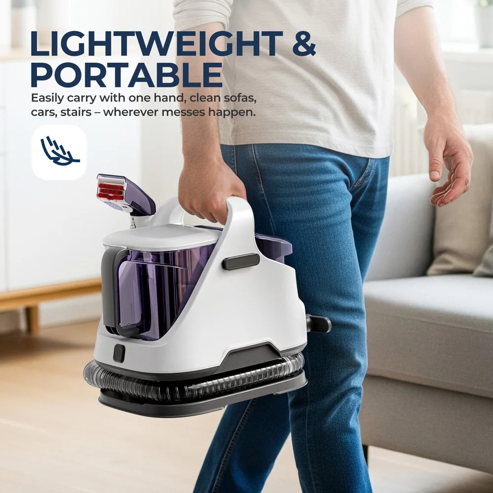 Aspirator cu spalare pentru covoare si tapiterie, design portabil, alb, 650W, 1400ml/1200ml