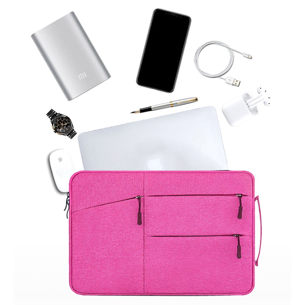 Geanta laptop MacBook Air 12 inch, BGHYHYHI, poliester, cu buzunare, fucsia