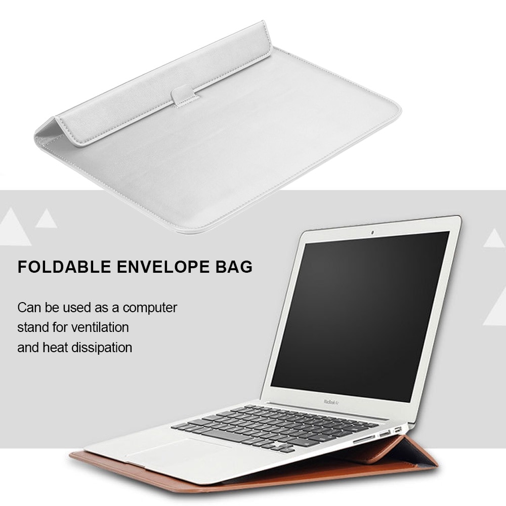 Husa laptop 15 inch, BGHYHYHI, Piele, Alb