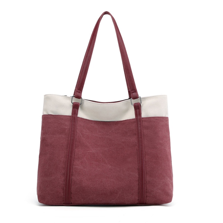 Geanta laptop HERUSI 15,6 inch, bumbac, mov, 41x12x35cm, maner 30cm