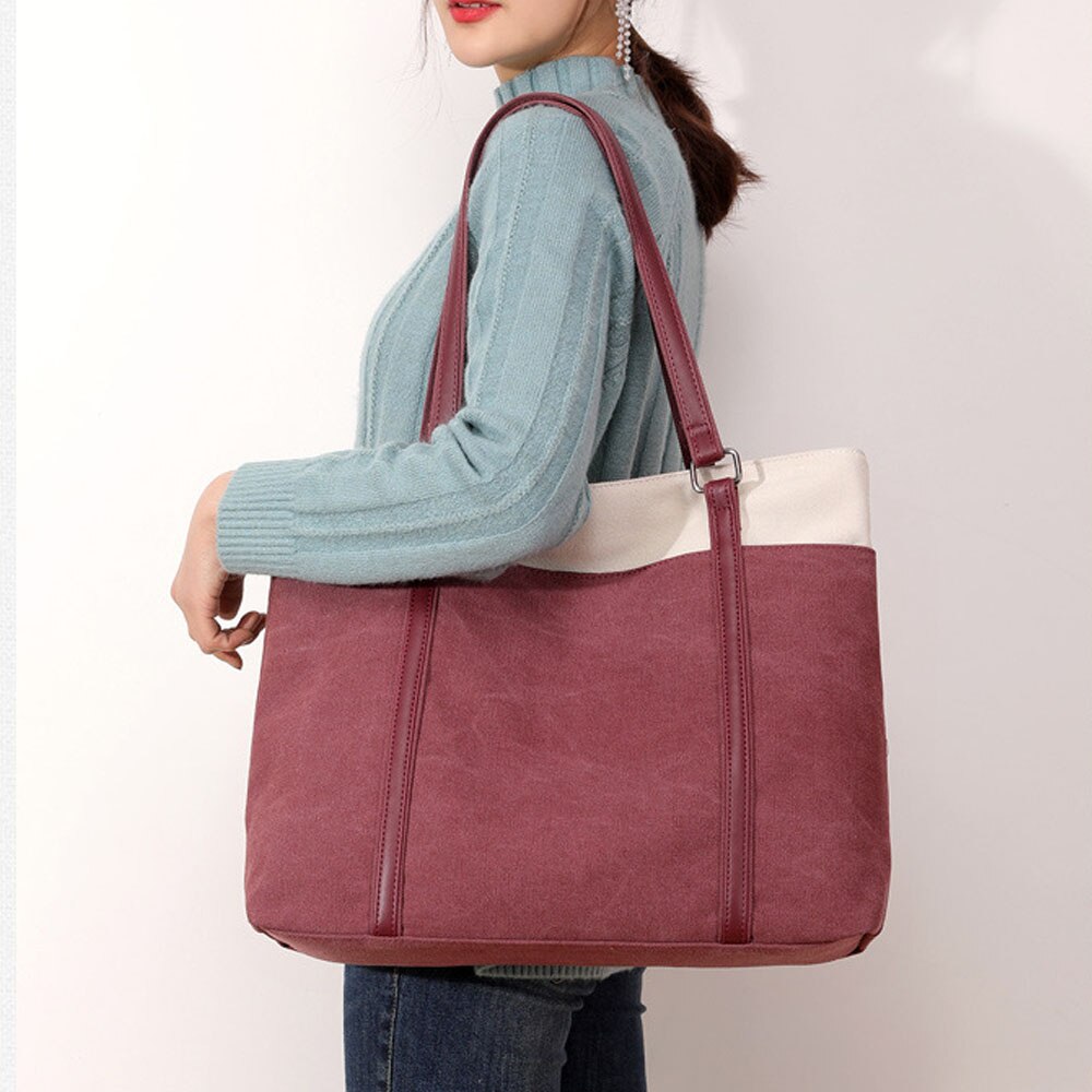 Geanta laptop HERUSI 15,6 inch, bumbac, mov, 41x12x35cm, maner 30cm