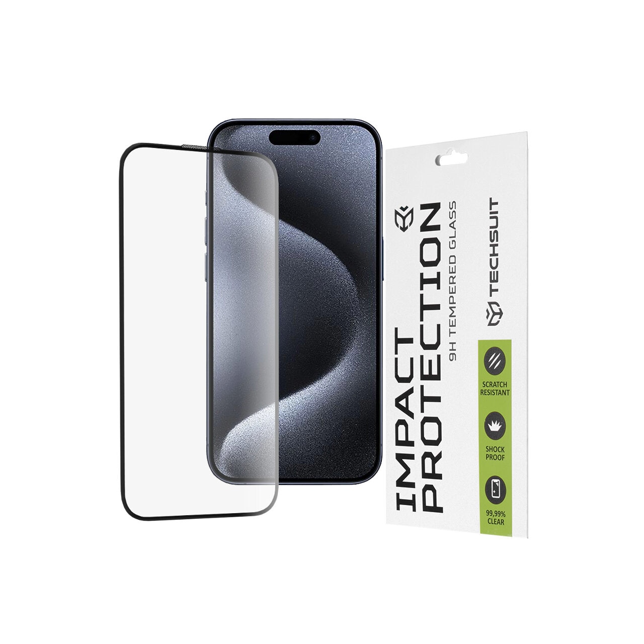Folie sticla iPhone 15 Pro Techsuit 111D Full Glue Full Cover, negru